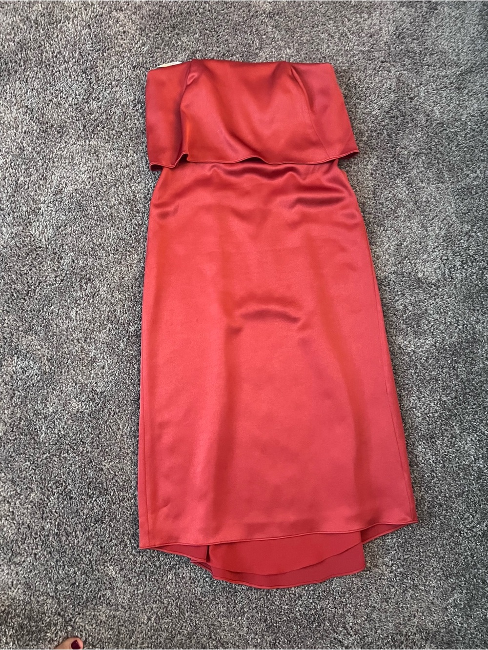 Halston Heritage Red Off Shoulder A-Line High Low Dress Size 10